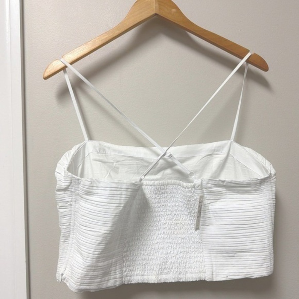 NWT Madewell White Smocked Crop Top - Y2K Coquette Cottagecore Crisscross SZ 14